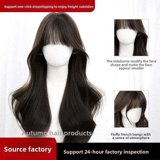 Long curly hair with bangs and a full wig - Price Value Store