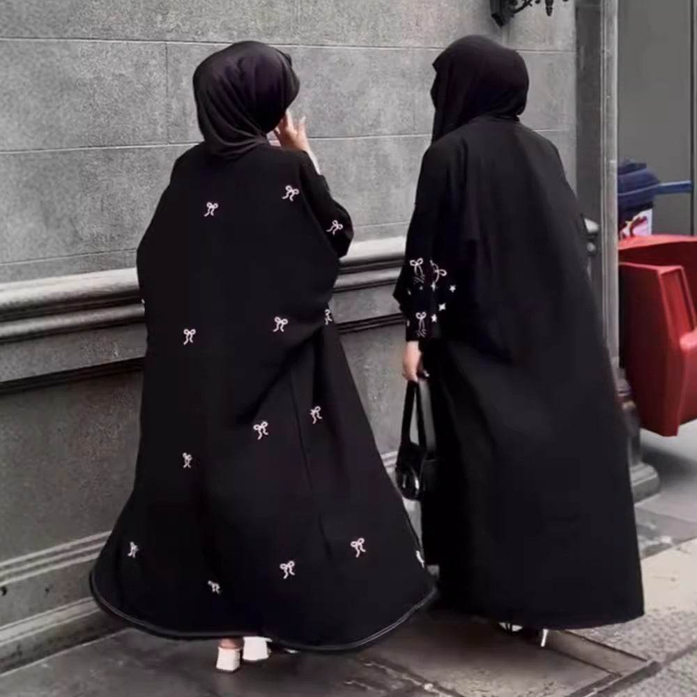 Embroidered and diamond-encrusted long robe - Price Value Store