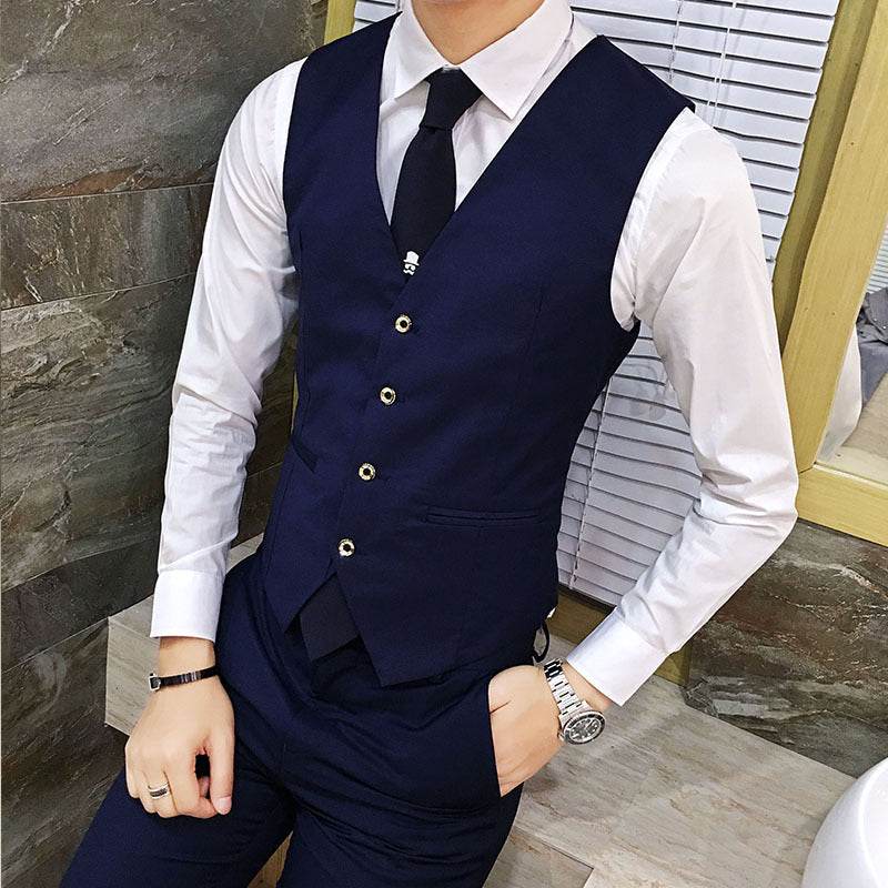 Men's Slim Fit Business Vest, Formal Sleeveless Waistcoat - Price Value Store