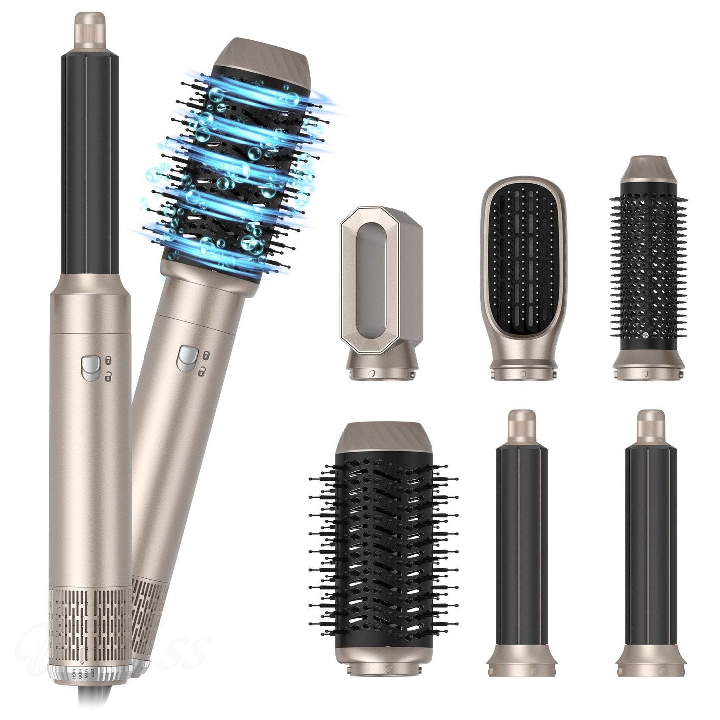six-in-one noise reduction hair dryer, wind drum, curling iron, all-in-one hair dryer, comb straight hair - Price Value Store