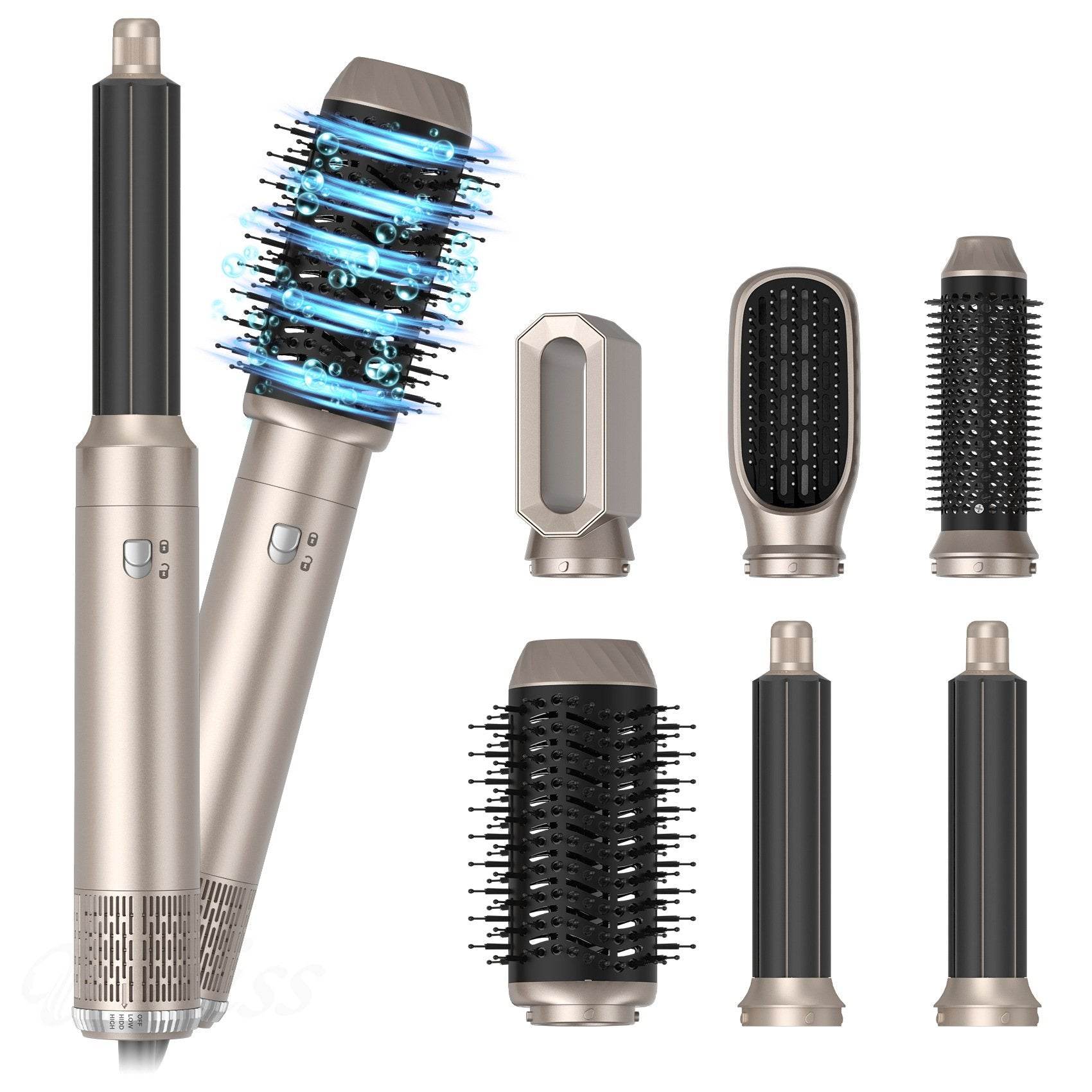 six-in-one noise reduction hair dryer, wind drum, curling iron, all-in-one hair dryer, comb straight hair - Price Value Store