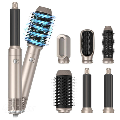 six-in-one noise reduction hair dryer, wind drum, curling iron, all-in-one hair dryer, comb straight hair - Price Value Store