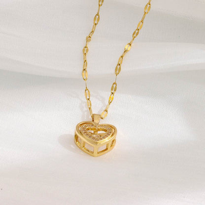 Explosions Korean double smart love pendant titanium steel necklace cross-border explosions stainless steel women's clavicle chain - Price Value Store