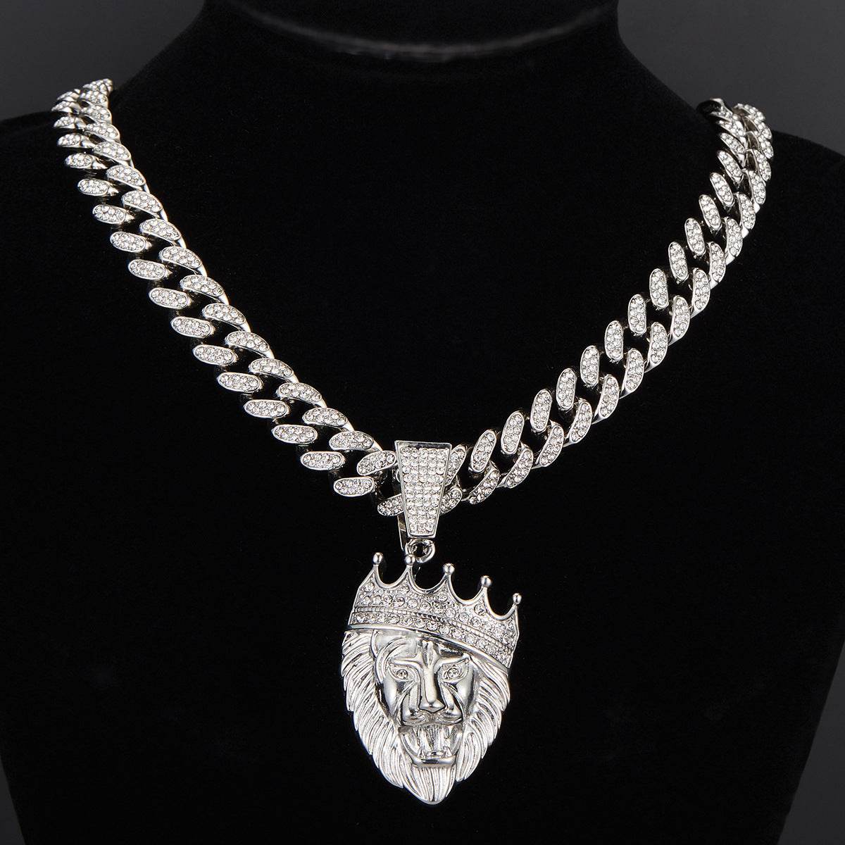 Animal Zinc Alloy Diamond Pendant Cuban Chain Necklace - Price Value Store