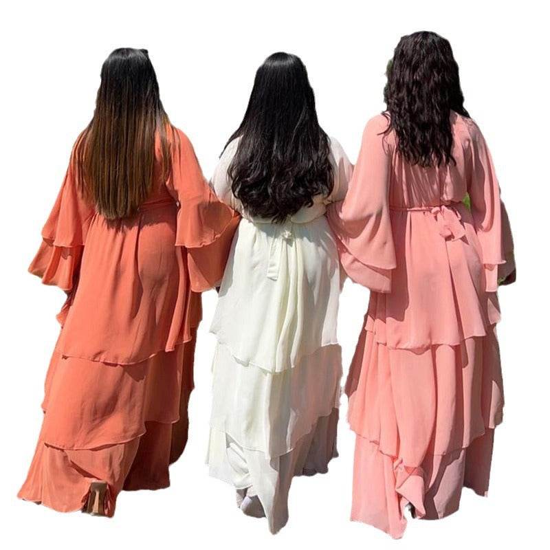 Cardigan long robe chiffon dress - Price Value Store