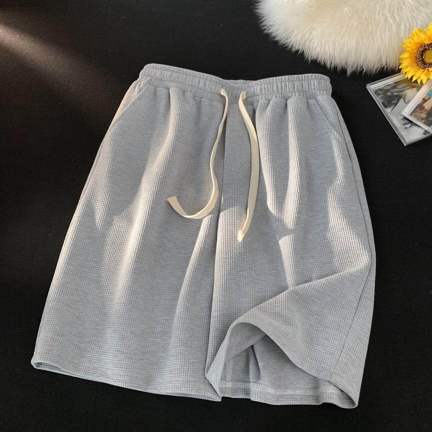 Thin five-inch waffle shorts - Price Value Store