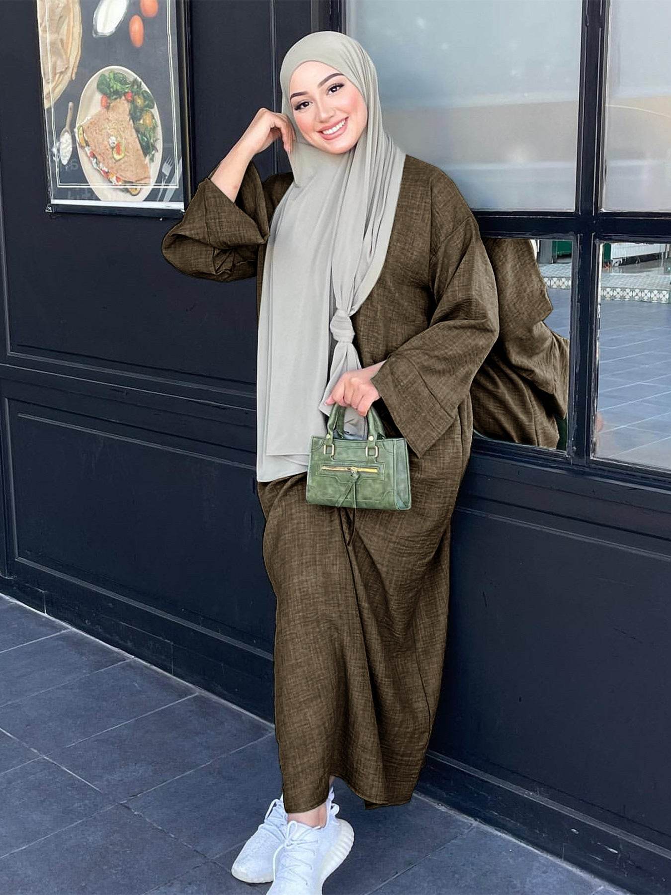 Solid-colored casual dress gown - Price Value Store