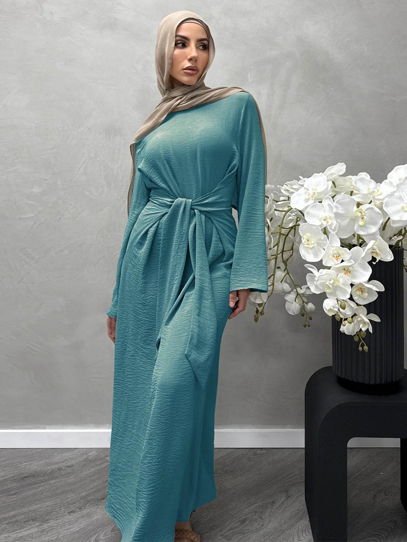 Southeast Asian tie long-sleeved dress - Price Value Store