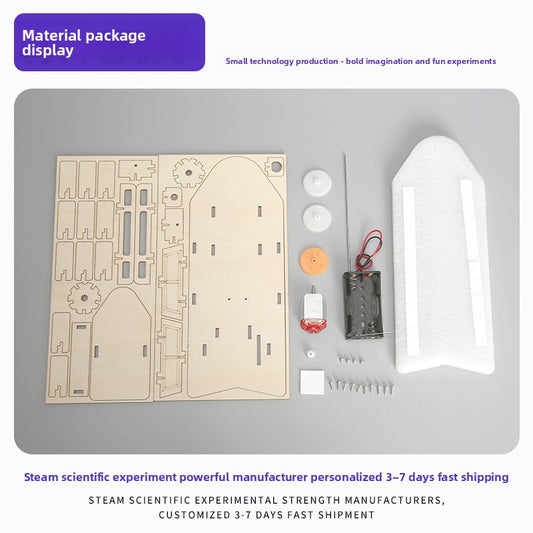 Children's DIY Electric Wooden Steamboat Science Kit