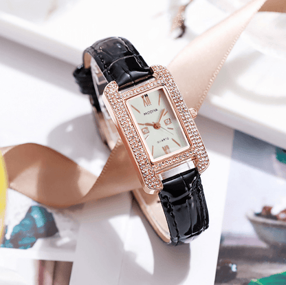 Elegant Diamond Green Dial Women's Watch with Quartz Movement - Price Value Store