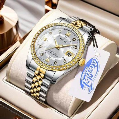 2025 New Roman Numerals Diamond Calendar Steel Band Watch Luminous Waterproof High Color Value Watch Cross-border Hot Sale - Price Value Store