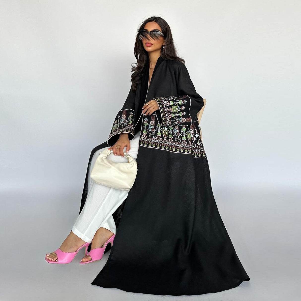 Cardigan with embroidered patterns and long robe - Price Value Store