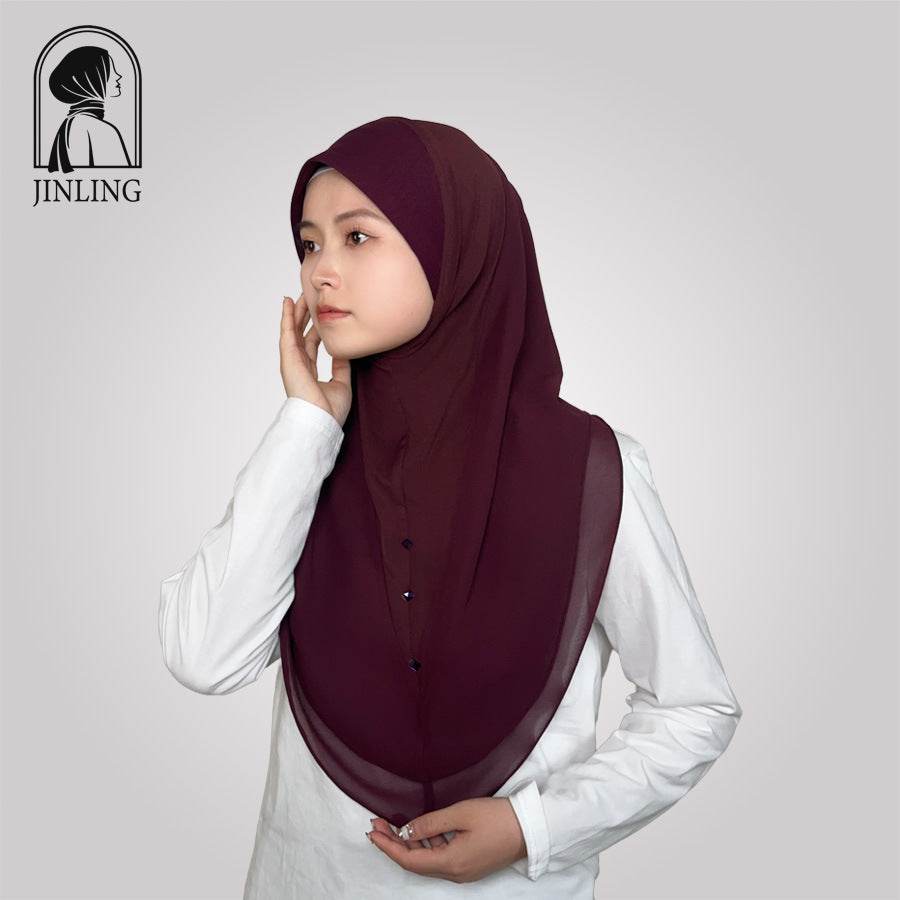 Double-layer chiffon long silk scarf headscarf - Price Value Store
