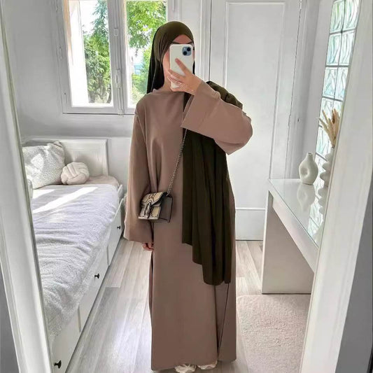 Simple solid-color long robe dress - Price Value Store