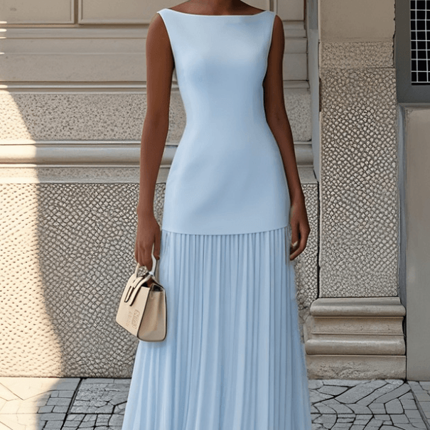 Solid-color sleeveless knitted dress - Price Value Store