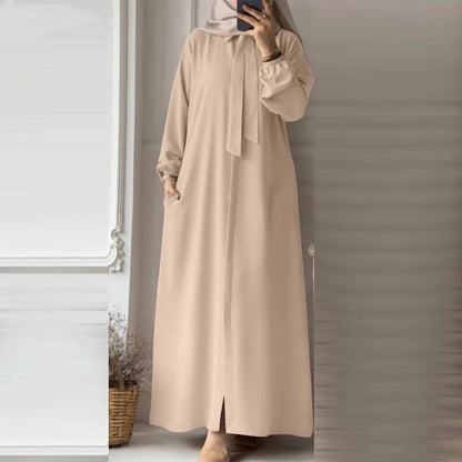 Solid-color long-sleeved blouse dress - Price Value Store