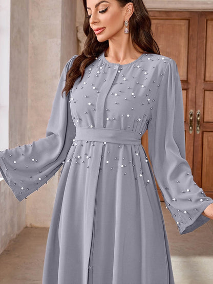 Long-sleeved pearl long dress - Price Value Store