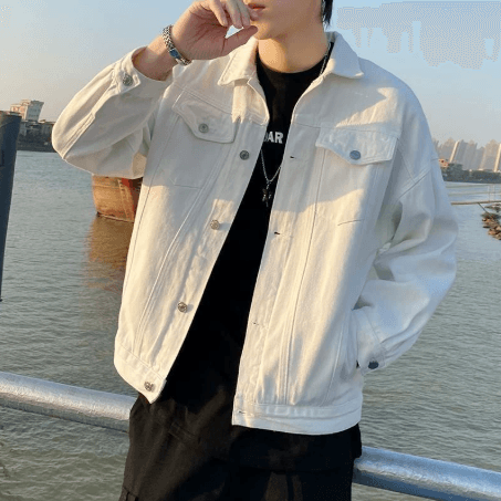Fashionable Men's Washed Denim Jacket, Loose Fit, Multiple Pockets - Price Value Store