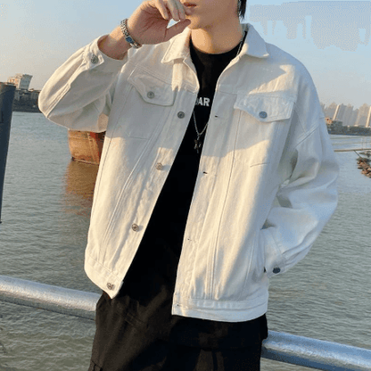 Fashionable Men's Washed Denim Jacket, Loose Fit, Multiple Pockets - Price Value Store