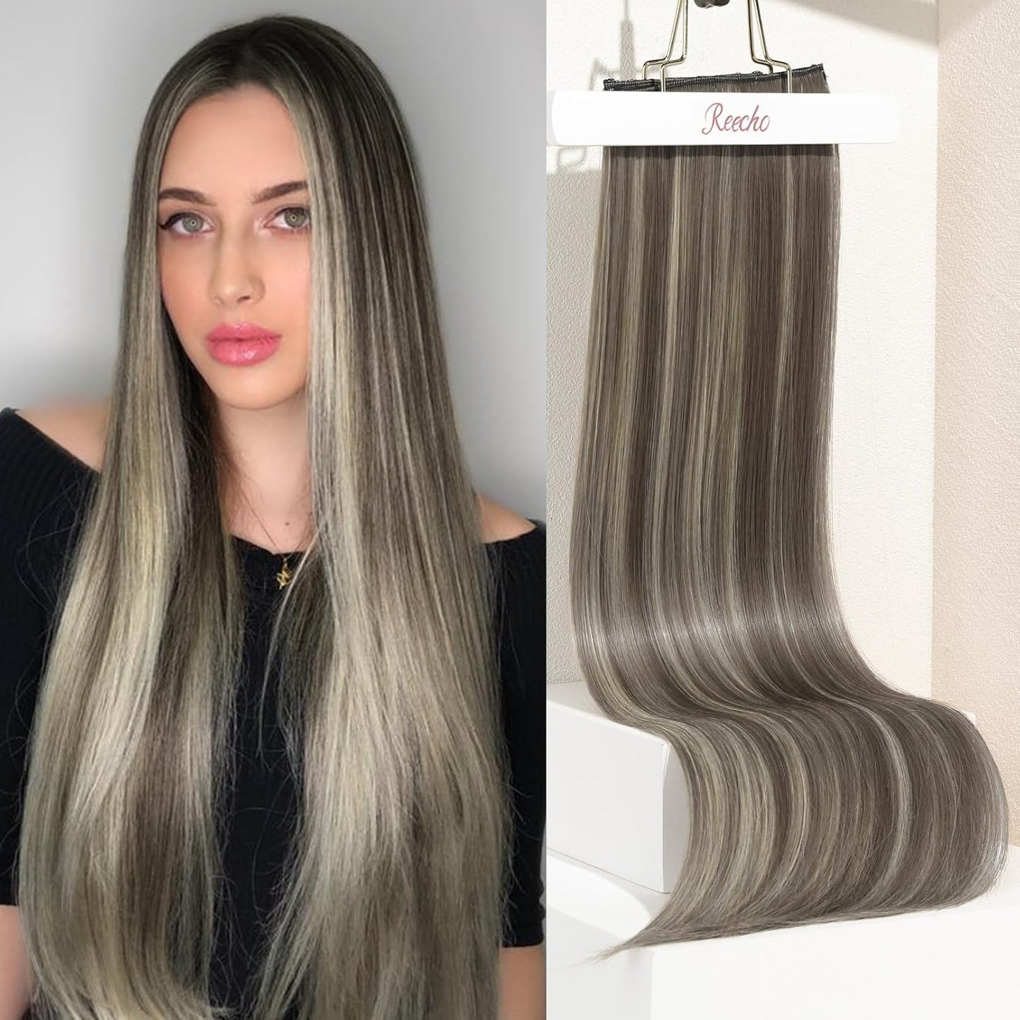 Long straight black hair wig for women