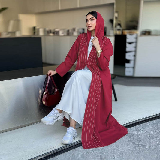 Contrasting color stripe robe - Price Value Store