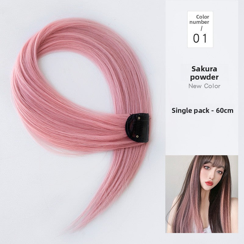 Colorful wig pieces with ear-hanging dyeing