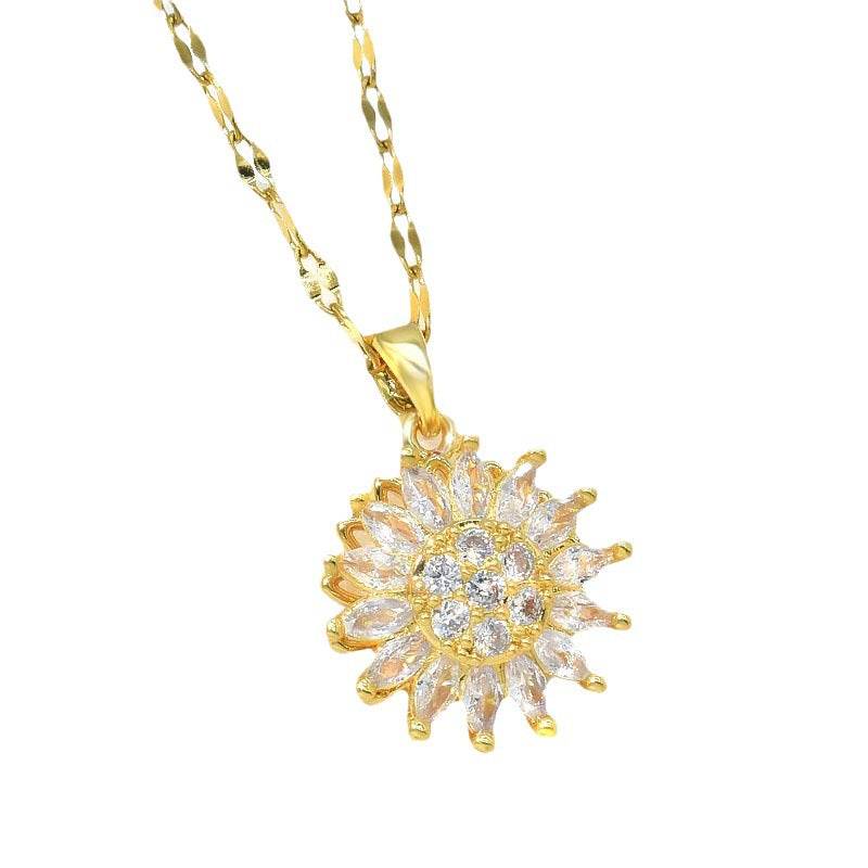 Light luxury rotatable sunflower necklace - Price Value Store