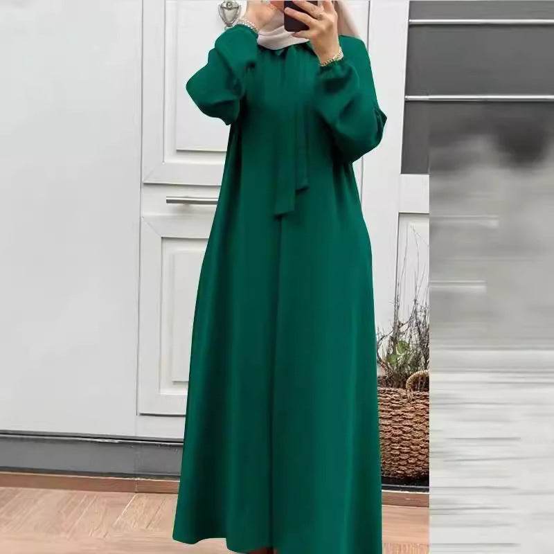 Solid-color long-sleeved blouse dress - Price Value Store