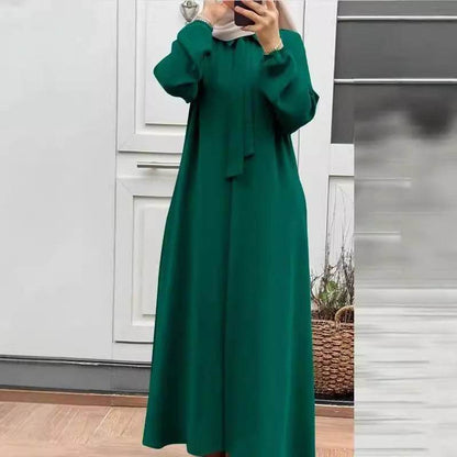 Solid-color long-sleeved blouse dress - Price Value Store