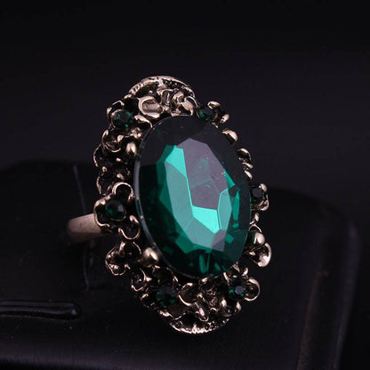 Retro Adjustable Crystal Stone Ring for Women - Vintage Geometric Jewelry - Price Value Store