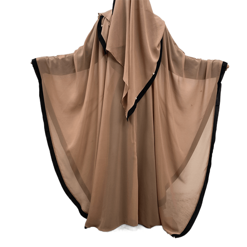Silk chiffon long dress with batwing sleeves - Price Value Store
