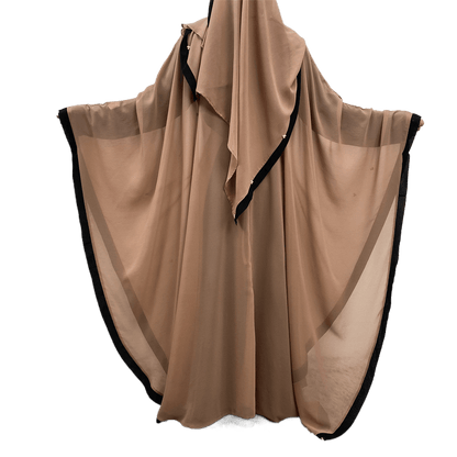 Silk chiffon long dress with batwing sleeves - Price Value Store