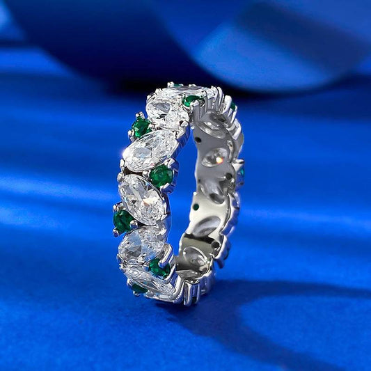 Green diamond pure silver ring - Price Value Store