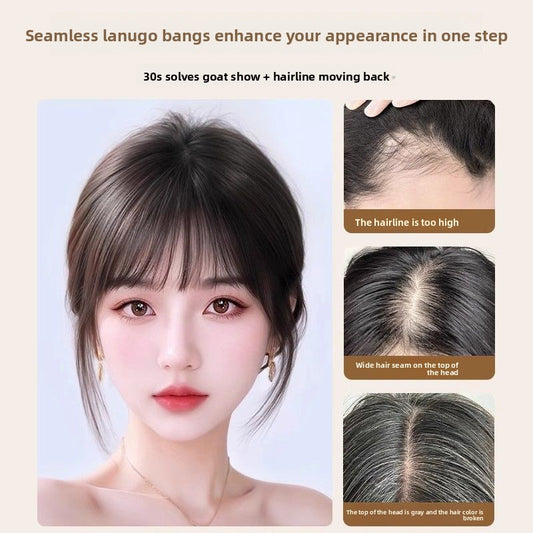 Full Real Hair Top of Head Front Front Bangs Wig