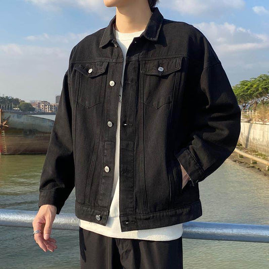 Fashionable Men's Washed Denim Jacket, Loose Fit, Multiple Pockets - Price Value Store