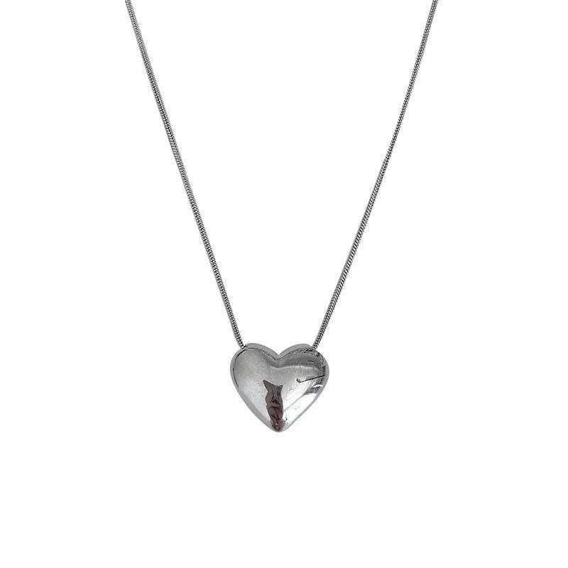 Korean style ins niche design minimalist versatile glossy heart-shaped clavicle chain light luxury accessories necklace necklace necklace - Price Value Store