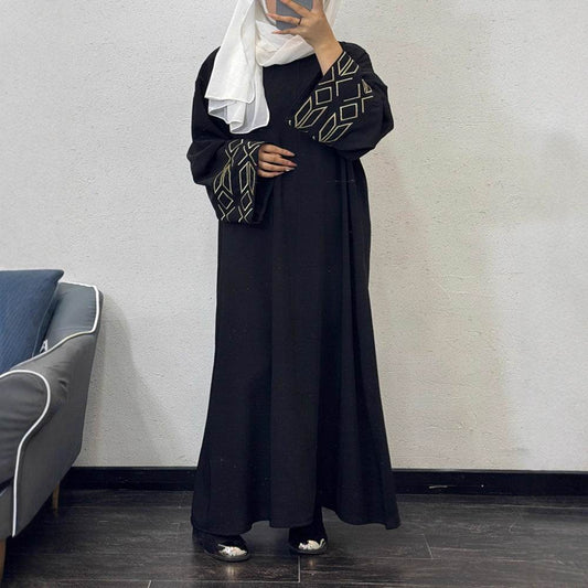 Embroidered Abaya Dress with Gold Thread - Price Value Store