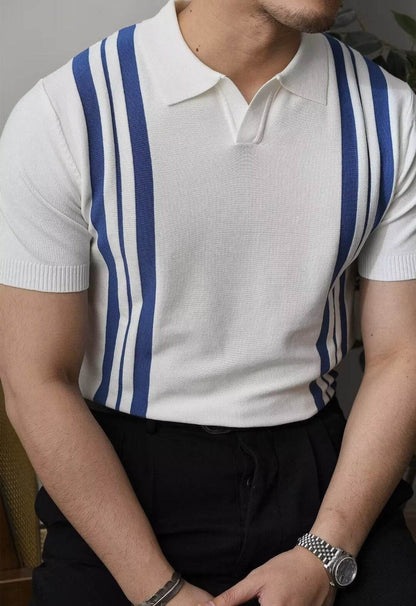Fashion Casual Lapel Pure Color Polo Shirt Casual Knitted Short-Sleeved Men's Summer New Breathable Trendy Men's T-Shirt - Price Value Store