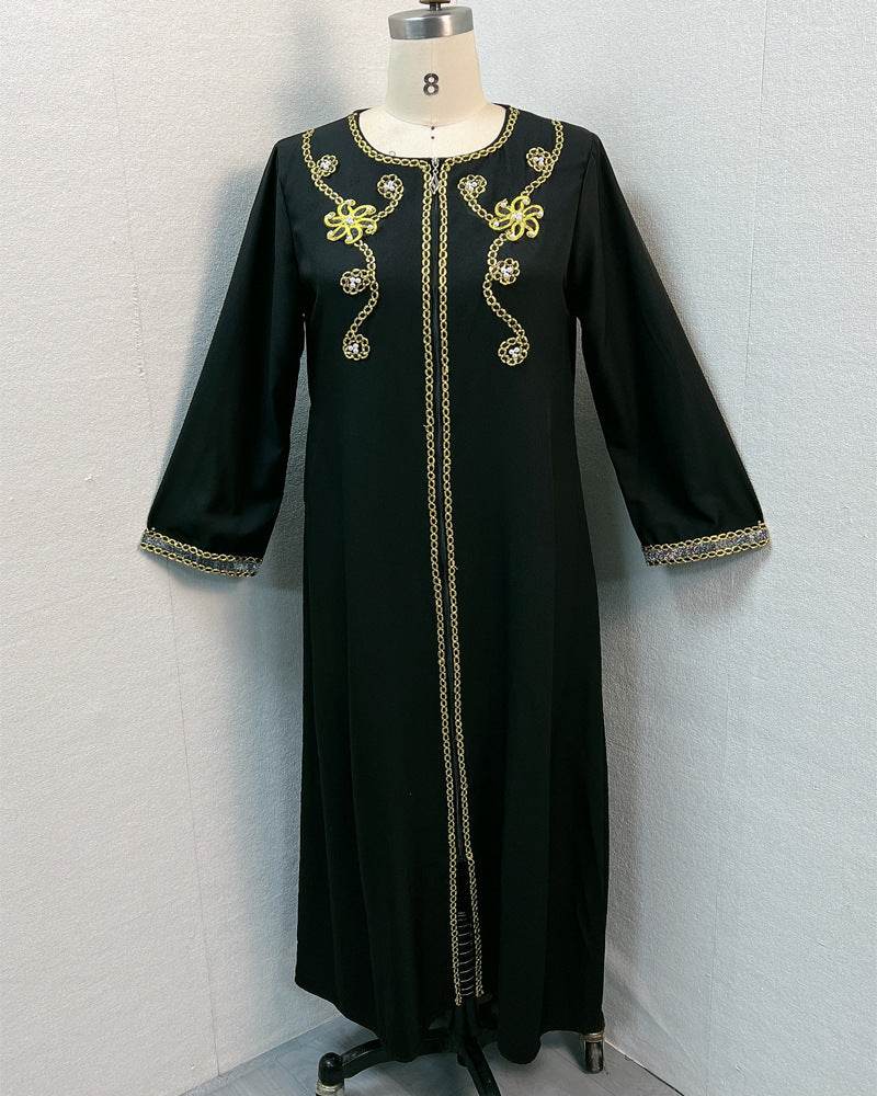 Embroidered floral dress and long robe - Price Value Store