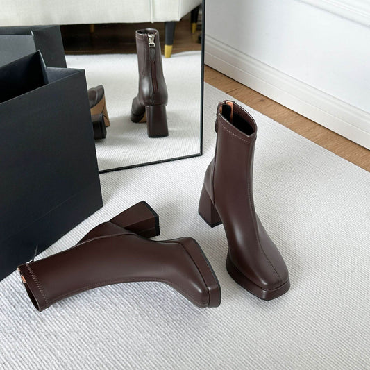 French high-heeled waterproof boots - Price Value Store