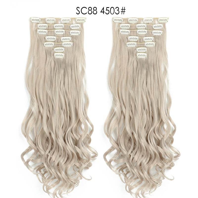 Seven Piece Wig Piece 16 Card Women Chemical Fibre High Temperature Silk Wig Long Curly Hair - Price Value Store