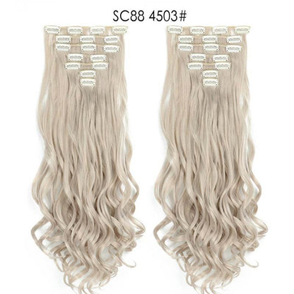 Seven Piece Wig Piece 16 Card Women Chemical Fibre High Temperature Silk Wig Long Curly Hair - Price Value Store