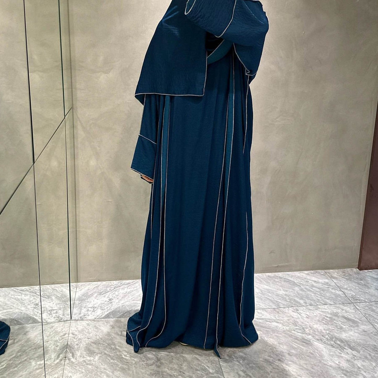Dubai Solid Color Hook-Edge Cardigan with dress - Price Value Store