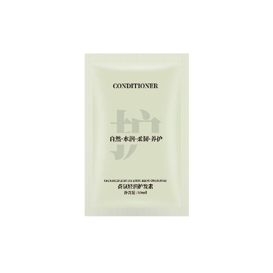 Small sachet packaged shampoo and conditioner