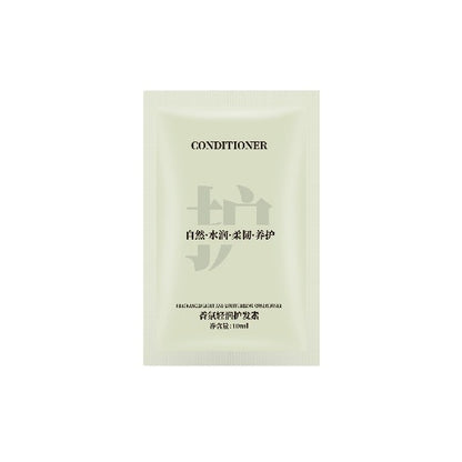 Small sachet packaged shampoo and conditioner