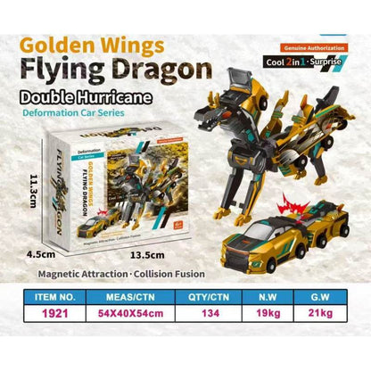Silver-Winged Dragon Magnetic Transformable Toy Car - Price Value Store