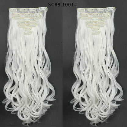 Seven Piece Wig Piece 16 Card Women Chemical Fibre High Temperature Silk Wig Long Curly Hair - Price Value Store