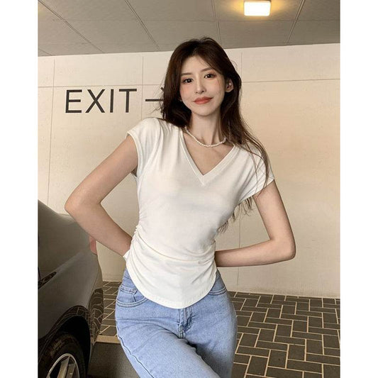 V-neck short-sleeved T-shirt - Price Value Store