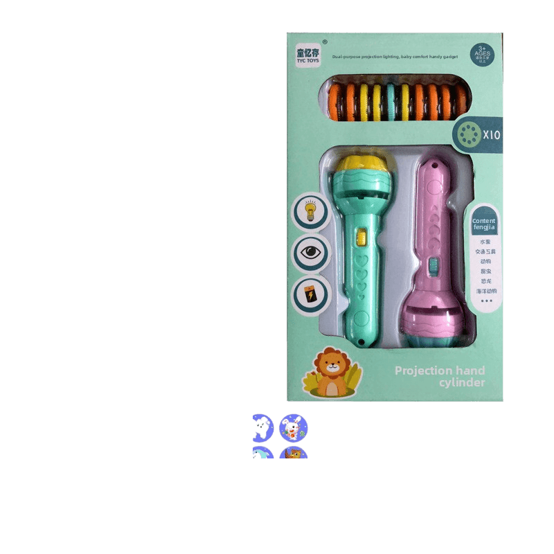 Kids Educational Projection Flashlight Toy with Dinosaur Fruit Number Cards - Price Value Store