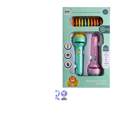 Kids Educational Projection Flashlight Toy with Dinosaur Fruit Number Cards - Price Value Store